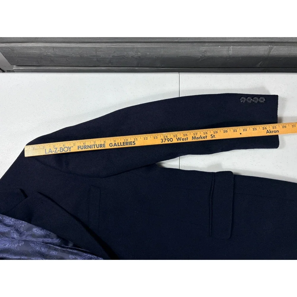 Turnbury Mens 40L Navy Blue 100% Camel Hair Blazer Sport Coat Paisley Lined NICE